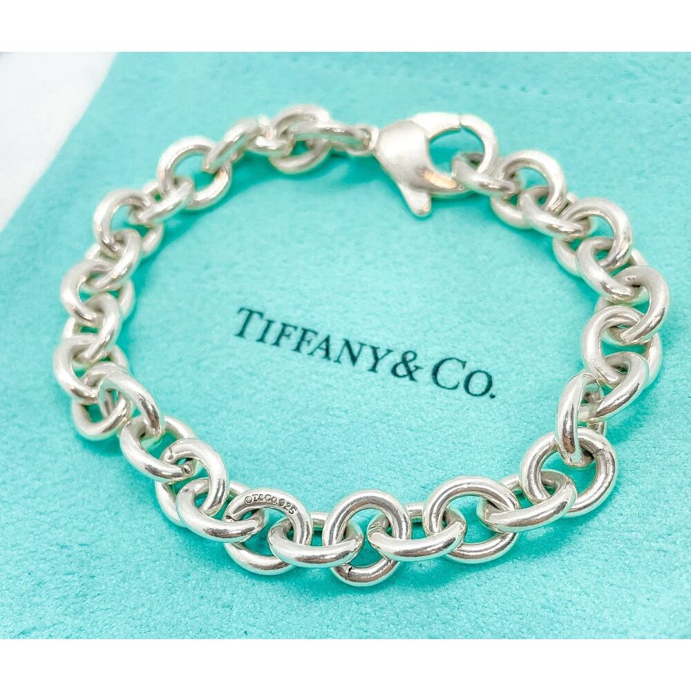 Tiffany & Co. Hallmarked Sterling Silver Oval Link Bracelet 6.75" w/ Pouch - Picture 10 of 10